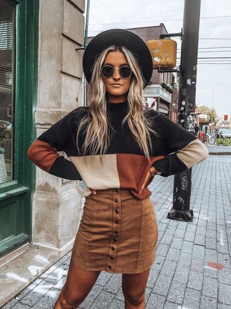 *15 Girly Outfits To Try Out This Fall Outfit Festival, Stil Boho, Brown Skirt, Traje Casual, Trendy Fall Outfits, Trendy Fall, Cute Fall Outfits, Casual Winter Outfits, 가을 패션