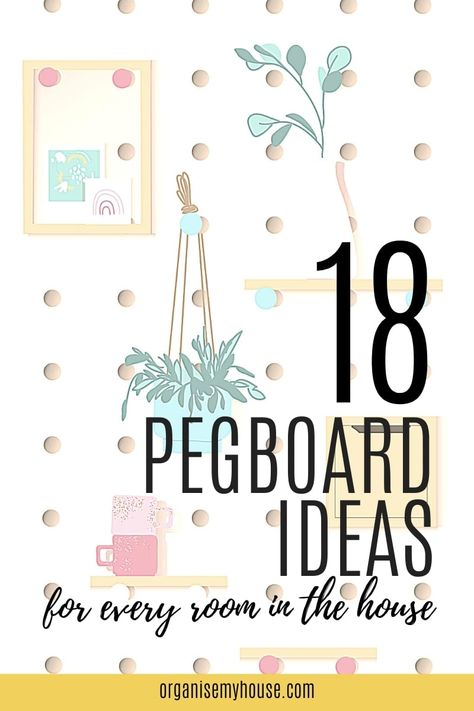 Pegboards are a great organising tool to use to display accessories and keep things tidy. Whether you use them in the craft room, garage, home office, kitchen, or any other room in your house - it's up to you! Here are some amazing Pegboard ideas for inspiration on your next DIY home project! Pegboard Makeup Organization, Pegboard Display Ideas, Peg Board Office, Diy Pegboard Display, Craft Room Pegboard Ideas, Pinboard Ideas Inspiration, Peg Board Organization, Pegboard Organization Ideas, Pegboard Decor