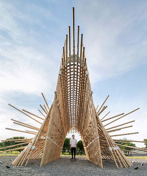 Bamboo Pavilion Architecture Design, Bamboo Architecture Design, Bamboo Pavilion, Dragon Palace, Bamboo Building, Marine Wildlife, Pavilion Architecture, Bamboo Structure, Bamboo Architecture