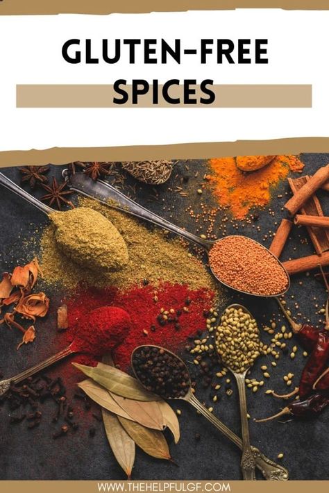 Confused about what spices are gluten free? Explore our comprehensive gluten free spices list featuring trusted brands and seasonings. With this gluten free guide, you can confidently create flavorful dishes without any gluten worries. | gluten free products | gluten free diet tips | celiac disease | gluten free lifestyle | gluten free food list| Celiac Snacks, Spice List, Spices List, Essential Spices, Gluten Free Spices, Gluten Free Food List, Gluten Free Products, Gluten Free Gifts, Gluten Free Guide