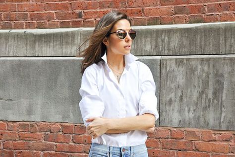 15 Investment Pieces You'll Never Regret Spending On - Camille Styles Best White Shirt, Perfect White Shirt, My Standards, Not Giving Up, Camille Styles, Best Leather Jackets, Classic White Shirt, Solid And Striped, Tie Front Dress