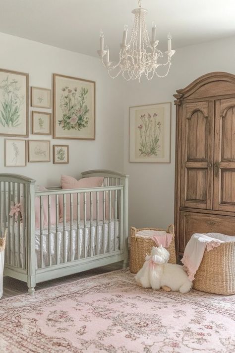 29 Vintage Modern Nursery Ideas to Inspire Your Baby’s First Room 10 French Vintage Nursery, Neutral Bunny Nursery, Classy Baby Girl Nursery, French Countryside Nursery, French Baby Nursery, Vintage French Nursery, Vintage Girls Nursery, French Provincial Nursery, French Style Nursery