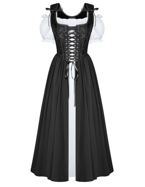 PRICES MAY VARY. Classic Two-Piece Costume - This Renaissance costume includes a puff sleeve off-shoulder dress and a sleeveless U-neck lace-up front corset dress. Perfect for reenacting historical events, adding a touch of authenticity to your ensemble Intricate Corset Design - The Renaissance dress has 12 pieces of plastic bones that artfully shape your body, enhancing your silhouette for a truly captivating look. The lace-up front adds extra authenticity and charm Exquisite embroidery- Crafte Medieval Corset Dress, Peasant Medieval, Medieval Corset, Irish Costumes, 1800's Dress, Dress Puff Sleeve, Tea Party Dress, Costume Women, Cottagecore Dress