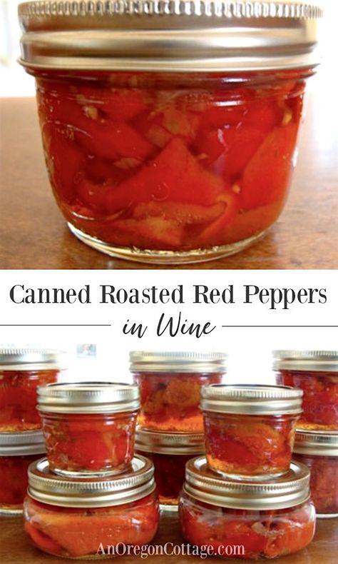 Make your own home canned roasted red peppers in a wine-flavored brine using boiling water bath to safely keep roasted peppers on your pantry shelf. Oregon Recipes, Meat Canning, Pickle Appetizers, Oregon Cottage, Cottage Recipes, Ham Wraps, Preserving Recipes, Homemade Ham, Canned Foods