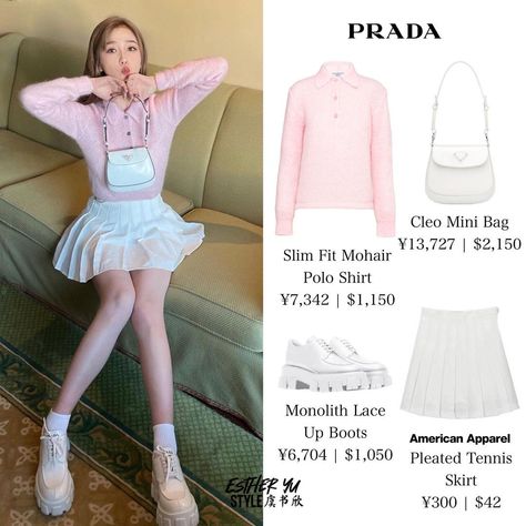 Fashion Outfits Korean, Esther Yu, Korean Fashion Kpop, Fashion Kpop, Fashion Idol, Pleated Tennis Skirt, Trendy Dress Outfits, Trendy Dress, Fantasy Gowns