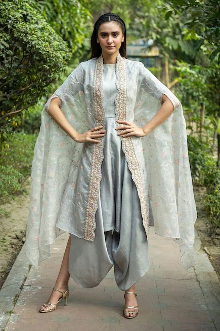 Organza Cape Dress, Luxury Palazzo Cape Set With Dupatta, Organza Cape, Festival Palazzo Set With Dupatta And Cape Sleeves, Organza Cape Indian, Organza Cape Jacket, Festive Cape Palazzo Set With Sheer Dupatta, Designer Cape Sets With Sheer Dupatta, Organza Outfit