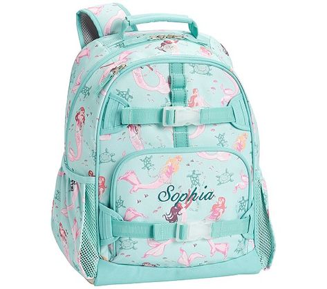 Mackenzie Aqua Magical Mermaid Kids Backpacks | Pottery Barn Kids Mermaid Backpack, Aqua Mermaid, Magical Mermaid, Disney The Little Mermaid, Camo Backpack, Adventure Backpack, Rolling Backpack, Small Notebook, Backpack Brands