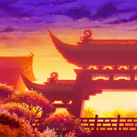 Pat Bollin - Chinese Theme Background Paints Chinese Gate, Cartoon Drawing Reference, Chinese Background, Chinese Theme, Cartoon People, Theme Background, Architectural Drawing, Bullet Journal Spread, Clip Studio Paint