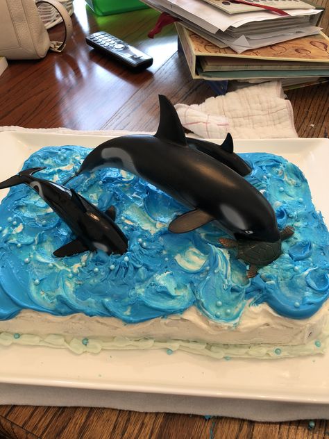 Balooga Whale, Fish Themed Cake, Cake Reference, Whale Cake, Whale Cakes, Funny Birthday Cakes, Fishing Theme, Killer Whales, Cake Decorating Techniques