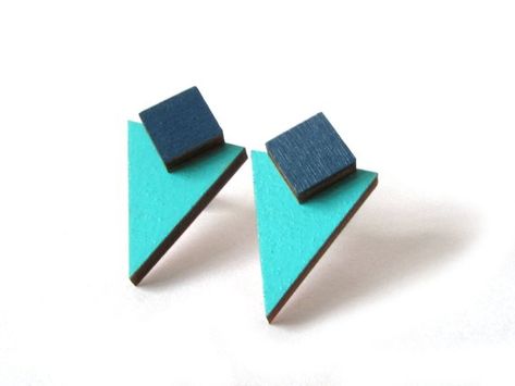 Geometric Triangle Stud Earrings Abstract design | Etsy Triangle Stud Earrings, Jewelry Illustration, Triangle Earrings Stud, Laser Cut Jewelry, Geometric Studs, Triangle Studs, Geometric Star, Wooden Shapes, Geometric Triangle