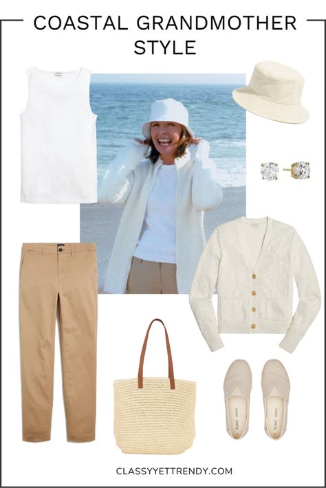 Coastal Grandmother Mini Capsule Wardrobe | 9 Pieces + Outfits - Classy Yet Trendy Mini Capsule Wardrobe, Pieces Outfits, Capsule Wardrobe Women, Coastal Fashion, Classy Yet Trendy, Grandma Fashion, Coastal Grandmother, Diane Keaton, Summer Capsule Wardrobe