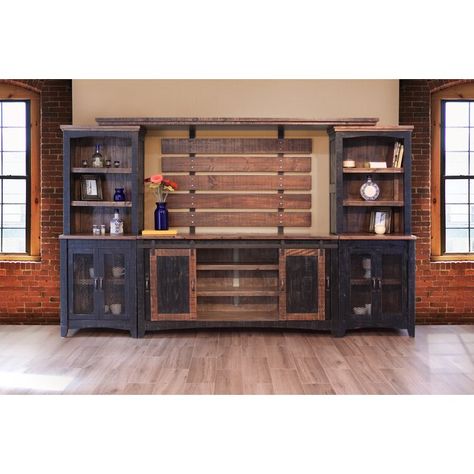 Rustic Entertainment Center, Barn Door Entertainment Center, Entertainment Center Wall Unit, Basement Living, Entertainment Wall, Entertainment Center Decor, Entertainment Room, Barn Doors Sliding, Solid Wood Furniture