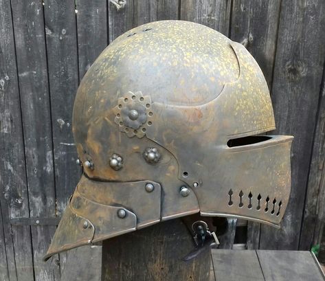 Sallet Helmet Art, Sallet Helmet, Metal Helmet, Knight Helmet, Armor Drawing, Medieval Helmets, Ancient Armor, Knights Helmet, Historical Armor