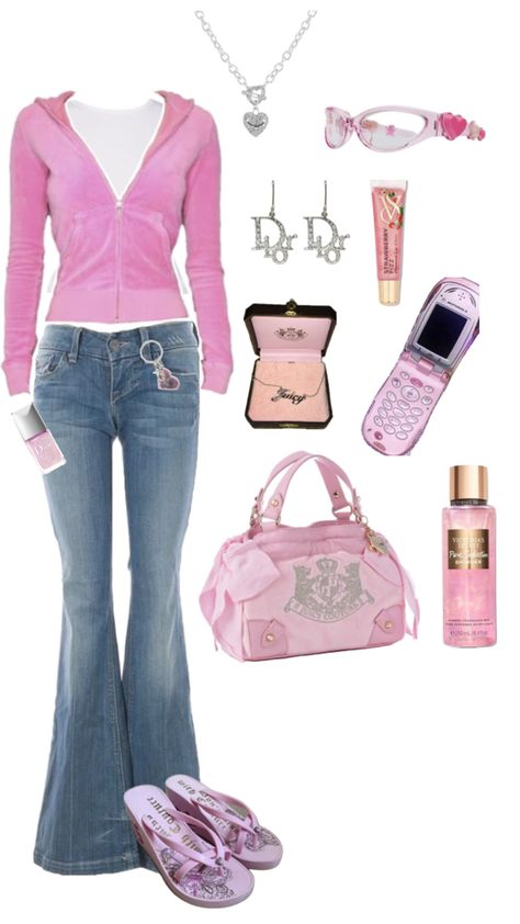 Pink 2000s Outfit, 2000s Fashion Inspiration, Kawaii Outfit Ideas, Street Style Outfits Casual, Mcbling Fashion, Trashy Outfits, 2000s Clothing, 2000s Fashion Trends, Outfits 2000s