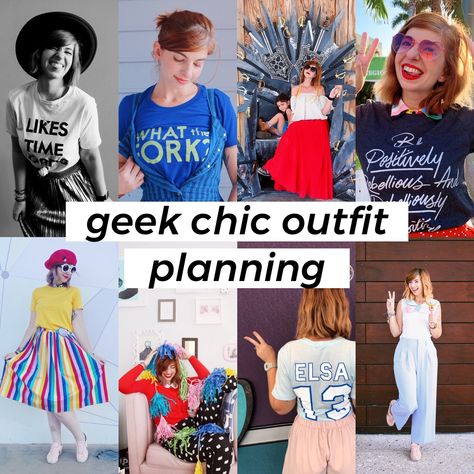 San Diego Comic Con: Building Simple Geek Chic Outfits Geek Chic Fashion Outfit Ideas, Nerd Fashion Women Outfits Geek Chic, Comicon Outfit Casual, Geek Outfits Aesthetic, Comic Con Outfits Casual, Comic Con Aesthetic, Geek Chic Aesthetic, Comic Con Outfits For Women, Geek Fashion Women