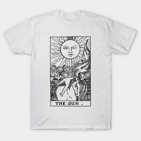 The Sun card often represents positive energy, accomplishment, material happiness, and hope for the future. -- Choose from our vast selection of Crewneck and V-Neck T-Shirts to match with your favorite design to make the perfect custom graphic T-Shirt. Pick your favorite: Classic, Relaxed Fit, V-Neck, Tri-Blend, Dolman Extra Soft Tri-Blend, Slouchy V-Neck, Slouchy, Premium, Heavyweight, Curvy, Ringer, and Curvy V-Neck. Customize your color! For men and women. The Sun Card, Sun Tarot Card, The Sun Tarot Card, The Sun Tarot, The Moon Tarot, Senior Project, Hope For The Future, Rider Waite, Block Style