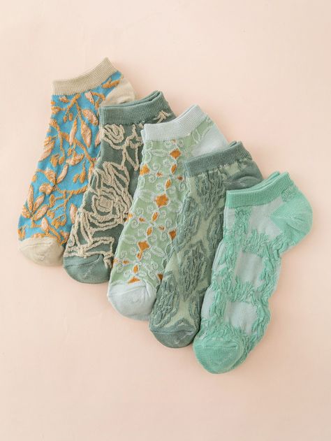 Multicolor    Polyester Plants Ankle Socks    Women Socks & Hosiery Flower Socks, Ankle Socks Women, Invisible Socks, Pattern Socks, 3d Texture, Cute Socks, Patterned Socks, Tube Socks, Short Socks