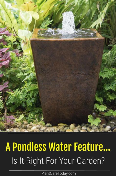 A pondless water feature is a type of fountain known as a disappearing fountain because the water reservoir is actually hidden underground. Entryway Water Feature, Self Contained Water Feature, Small Garden Fountain Ideas, Garden Fountains Landscaping, Outdoor Fountain Ideas Landscaping, Patio Fountain Ideas, Diy Pondless Water Feature, Disappearing Fountain, Outdoor Fountain Ideas