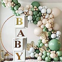 Baby Balloon Boxes, Baby Shower Verde, Shower Colors, Balloon Boxes, Sage Green Baby Shower, Baby Shower Box, Shower Box, Balloon Box, Girl 1st Birthday