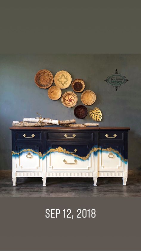 Ombre Furniture, Painted Buffet, Diy Ombre, Funky Furniture, Refurbished Furniture, Hand Painted Furniture, Paint Furniture, Furniture Inspiration, Flipping Furniture