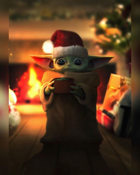 Christmas Baby Yoda - Credit to @mizuriofficial | /r/BabyYoda | Baby Yoda | Know Your Meme Yoda Artwork, Yoda Pictures, Yoda Art, Yoda Images, Yoda Wallpaper, Gear 4, Christmas Phone Wallpaper, Cute Christmas Wallpaper, Star Wars Christmas