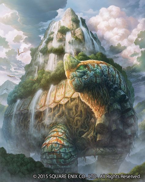 Reiki from Mobius Final Fantasy Mobius Final Fantasy, Giant Turtle, Reiki Art, Splash Art, Fantasy Beasts, Final Fantasy Art, 다크 판타지, Monster Concept Art, Fantasy Monster