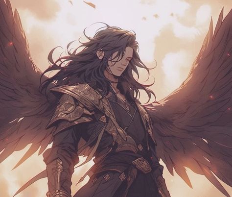 Dnd Male Aasimar, Fallen Angel Character Art, Fallen Aasimar Male, Fantasy Fallen Angel, Fallen Angel Oc Male, Fallen Angel Fanart, Angel Character Design Male, Male Aasimar, Male Angel Oc