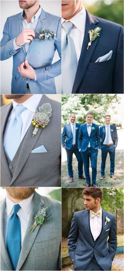 Ice Blue Weddings, Vintage Wedding Suits, Wedding Suits Men Grey, Wedding Suits Men Blue, Blue Groomsmen, Grey Suit Wedding, Blue Wedding Decorations, Blue Suit Wedding, Men In Suits