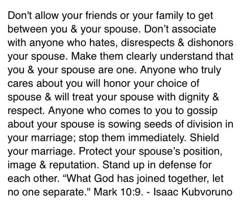 Spouse Before Parents Quotes, Sticking Up For Your Spouse Quotes, Your Spouse Comes First Quotes, Standing Up For Your Spouse Quotes, National Spouses Day Quotes, Stand Up For Your Wife Quotes, Biblical Feminity, Morning Declarations, Gangster Love Quotes