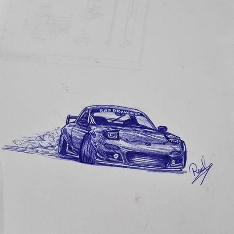 Drifting Cars Drawing, Car Drifting Drawing, Jdm Sketch, Rx7 Drawing, Car Sketch Simple, V Pic, Car Drawing Sketches, Car Drawing Pencil, Rolls Royce Car