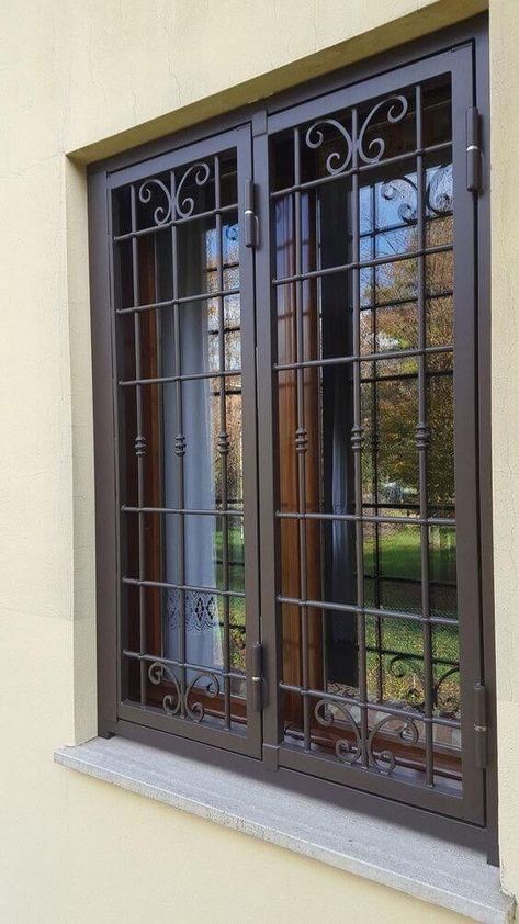 Elegant Window Grill Designs Ideas For Homes - Engineering Discoveries दरवाजा डिजाइन, Iron Window Grill, Modern Window Design, Modern Window Grill, Home Window Grill Design, Porte In Ferro, Window Grill Design Modern, House Window Design, Window Bars