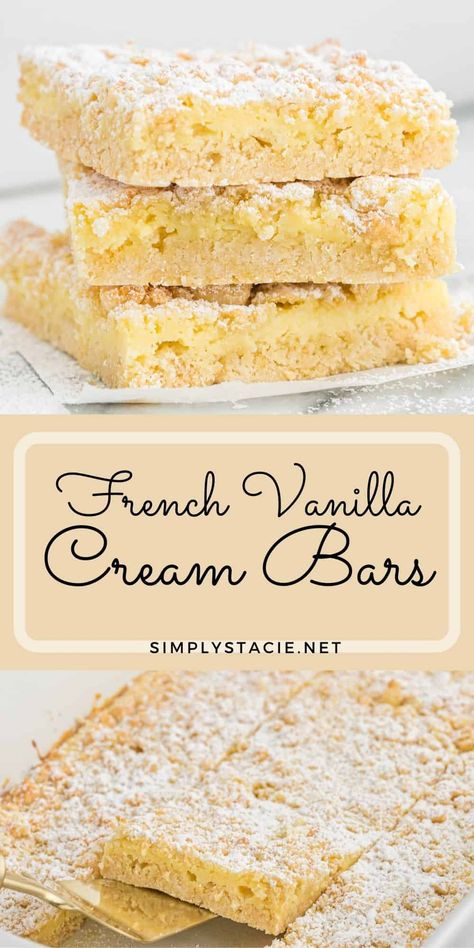 Vanilla Cake Mix Recipes, Cake Mix Bars, Cake Mix Cookie Bars, Simply Stacie, Recipes Using Cake Mix, French Vanilla Cake, Boxed Cake Mixes Recipes, Cream Cheese Bars, Bar Desserts