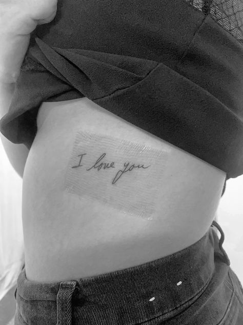 #tattoo #ribtattoo #tattooideas #handwritingtattoo I Love You Tattoo Handwriting, I Love You Tattoo, Tattoo Handwriting, Handwriting Tattoos, Love Yourself Tattoo, Rib Tattoo, Handwriting, I Love You, Love You