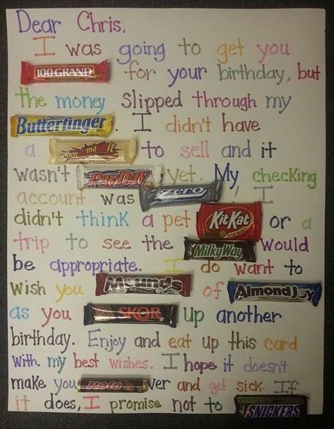 Candy Bar Poster Ideas with Clever Sayings - Hative Candy Poster Board, Candy Bar Cards, Candy Birthday Cards, Candy Bar Poster, Diy Candy Bar, Homemade Birthday Gifts, Candy Card, Candy Bar Posters, Candy Bar Birthday