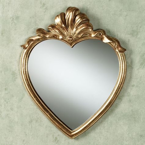 Karessa Heart Wall Mirror Antique Gold Heart Wall Mirror, Crown Frames, Marco Vintage, Mirror Video, Mirror Antique, Heart Mirror, Shaped Mirror, Wall Shelf Decor, Resin Frame