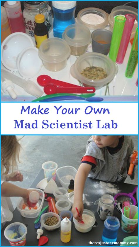 Make your own Mad Scientist Lab for the kids for open-ended experiments Mad Scientist Lab, Scientist Lab, Mad Scientist Party, Science Week, Science Camp, Science Experiments For Preschoolers, Montessori Art, Kid Experiments, Science Activities For Kids