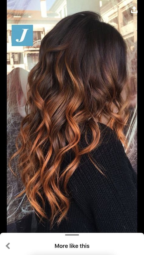 Ombre Balayage Hair, Balayage Hair Copper, Brown Ombre Hair Color, Copper Ombre, Rambut Brunette, Copper Balayage, Brown Ombre Hair, Hair Color Caramel, Copper Hair Color