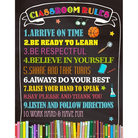 PRICES MAY VARY. 【Classroom Decorations】: Classroom rules chart featuring student behavior,welcome motivational words, great gift or decoration for preschool, kindergarten, elementary, middle school, High School Classroom decorations. 【Wide application】: you can use these classroom rules poster in various way, framed it applied as gift for teacher or students, stick the motivational cards to the wall, door side, classroom bulletin board as decoration, and you can hold the classroom welcome poste Classroom Rules High School, Computer Classroom Decor, Middle School Decor, Middle School Behavior, Art Classroom Rules, Classroom Expectations Poster, Middle School Health, Intervention Classroom, Middle School Classroom Decor