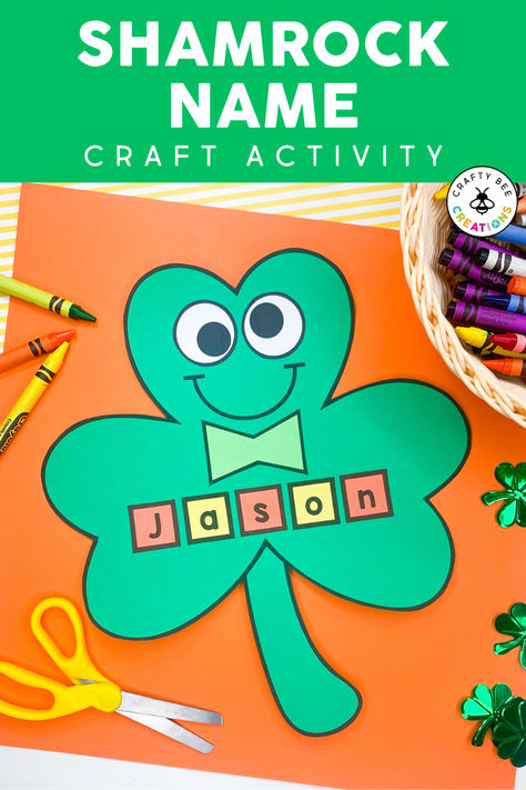 Use this adorable Shamrock Name Craft to excite your students as they celebrate St. Patrick's Day this March. Add the craft to literacy centers or use them during small groups to work one on one with kids. They are great for preschool and kindergarten students who are working on their letter recognition and spelling their names. Just print, cut, glue, and you're done! Enjoy these cute lucky clover craft with your kids this spring! Interactive Alphabet Notebooks, Leprechaun Names, Clover Craft, St Patricks Day Crafts For Kids, Name Crafts, Name Activities, Pre K Activities, Preschool Arts And Crafts, Spring Fun