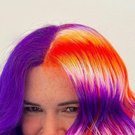 Punky Hair Colour on Instagram: "How sweet is this lesbian pride flag by @hairwaytoheavennn ?! We can not wait to see how the other flags turn out!! #punkycolour #punkyhair #pridehair #prideflaghair #lesbianflaghair #lgbtqia+ #vividhair #boldhair #vividboldandborntostandout #semiperm #colormelting" June Pride Month, Punky Hair, Lesbian Pride Flag, Pride Flag Colors, Lesbian Flag, Color Melting, Flag Colors, Pride Flag, Pride Month