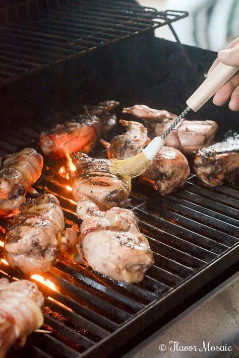 Bacon Wrapped Quail, Grilled Quail Recipes, Burrito Filling, Mojo Chicken, Quail Recipes, Chicken Lollipops, Bacon Wrapped Jalapenos, Wild Game Recipes, Bbq Sauce Homemade