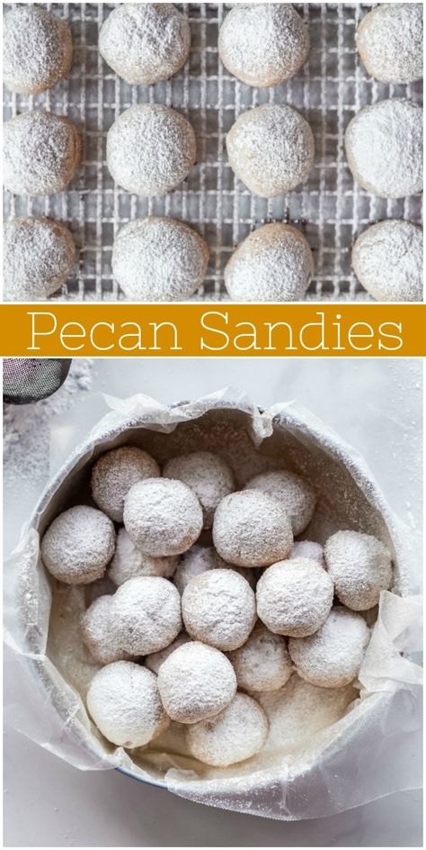 Pecan Sandies holiday cookie recipe from RecipeGirl.com #pecan #pecans #sandys #sandies #cookie #cookies #holiday #christmas #recipe #RecipeGirl Easy Holiday Cookies, Pecan Sandies, Quick Cookies Recipes, Salted Caramel Mocha, Cookies Holiday, Christmas Cookie Recipe, Toffee Cookies, Christmas Recipe, Holiday Cookie Recipes