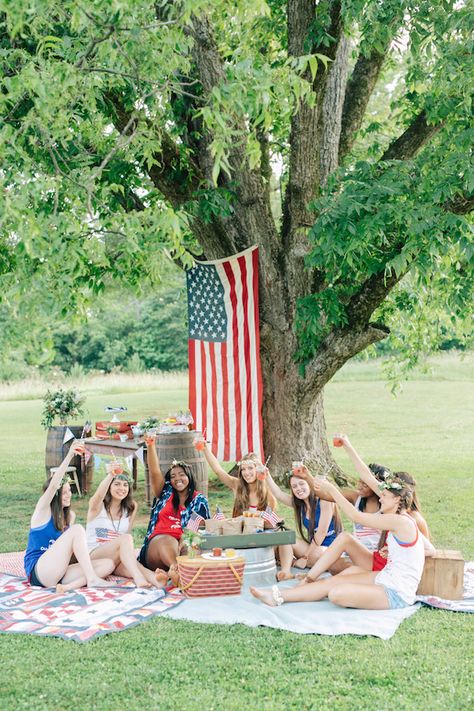 A 4th of July Picnic with Purpose, Shauna Veasey Photography, Concept by Conscious American, Design & Styling by J.Elliot Style, Wildcraft Flowers 4th Of July Picnic, Patriotic Wedding, Photography Concept, Dog Wrap, Farewell Party, Military Decor, Farewell Parties, Military Wedding, Heirloom Wedding