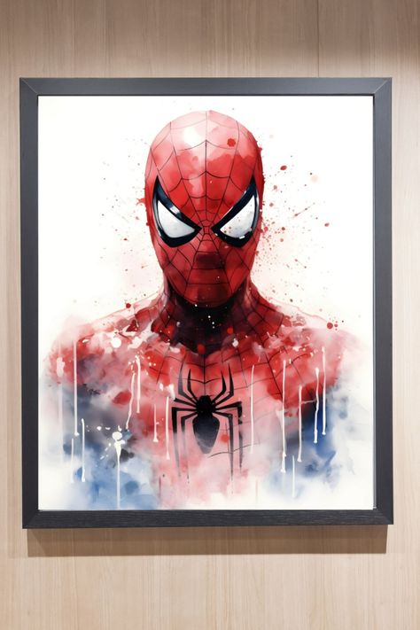 Transform your walls with our Spiderman minimalist watercolor illustration, now available as a popular digital download for printable wall art.Easily elevate your home decor with this high-resolution masterpiece, simply print it at home, at a local print shop, or through your favorite online printing service. Embrace the hero within and bring Spidey's charm to your living space effortlessly. Get your hands on this Marvel-inspired printable today for an instant superhero transformation. Spiderman Art Painting, Spiderman Watercolor Art, Marvel Watercolor Art, Spiderman Poster Art, Superhero Transformation, Spiderman Watercolor, Superhero Watercolor, Spiderman Wall Art, Watercolours Painting