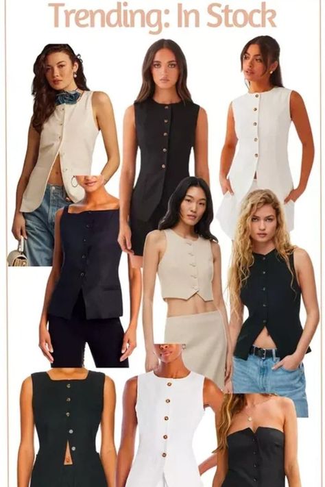 These high neck vests are trending for spring and I am here for it! These styles are all so chic and classic and transition well from work outfits to night out looks. Tap to shop! High Neck Vest Outfit, Neck Vest Outfit, Tailored Vest Outfits, Tall Girl Outfits, Night Out Looks, Tailored Vest, Vest Outfit, Trend Report, Tall Girl