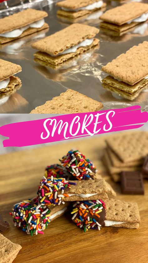 Rainbow Smores, Summer Smores, Smores Treats, Smores Bites, Smores Pops, Candy Cookies Recipes, Smores Sticks, Baked Smores, Smores Dip