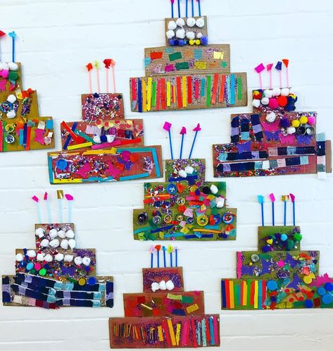 Pip Dot Art Studio on Instagram: “Cardboard birthday cakes made by 3-5 year olds! So lovely and so creative @merrilynread…” Birthday Cake Craft, Fine Motor Skills Activities, Kids Art Class, Cake Craft, Kid Art, Birthday Calendar, Skills Activities, So Creative, Rabbit Hole