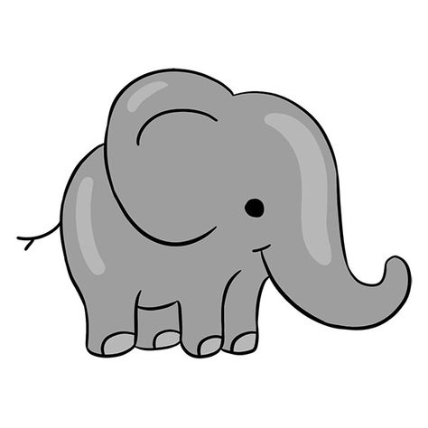 Cartoon Elephant Drawing, Easy Cartoon Drawings, Easy Drawing Tutorial, Elephant Drawing, Cartoon Elephant, Coloring Supplies, Cartoon Drawing, Pencil And Paper, Learn How To Draw