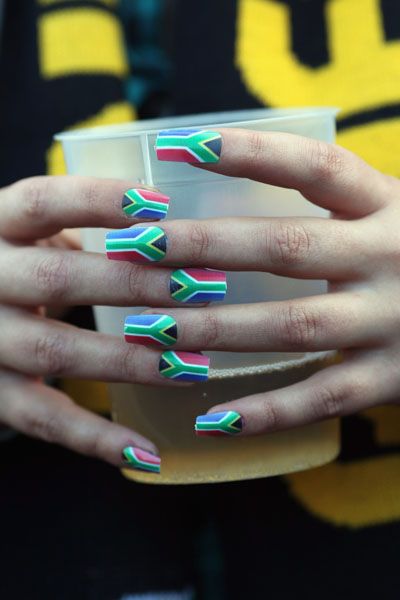 30 days of world cup nail art! South Africa represent! Follow us for more posts like this!  Agoraphobix Www.agoraphobix.com South Africa Nails, World Cup Nail Art, Africa Nails, Africa Day, Pretty Nail Art Designs, Pretty Nail Art, Art Designs, Pretty Nails, Cute Nails