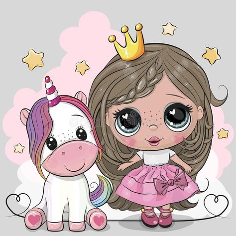 Princess And Unicorn, Cartoon Fairy, Princess Clipart, Princess Png, Fairy Tale Princess, Unicorn Painting, Unicorn Princess, Arte Sailor Moon, Unicorn Illustration